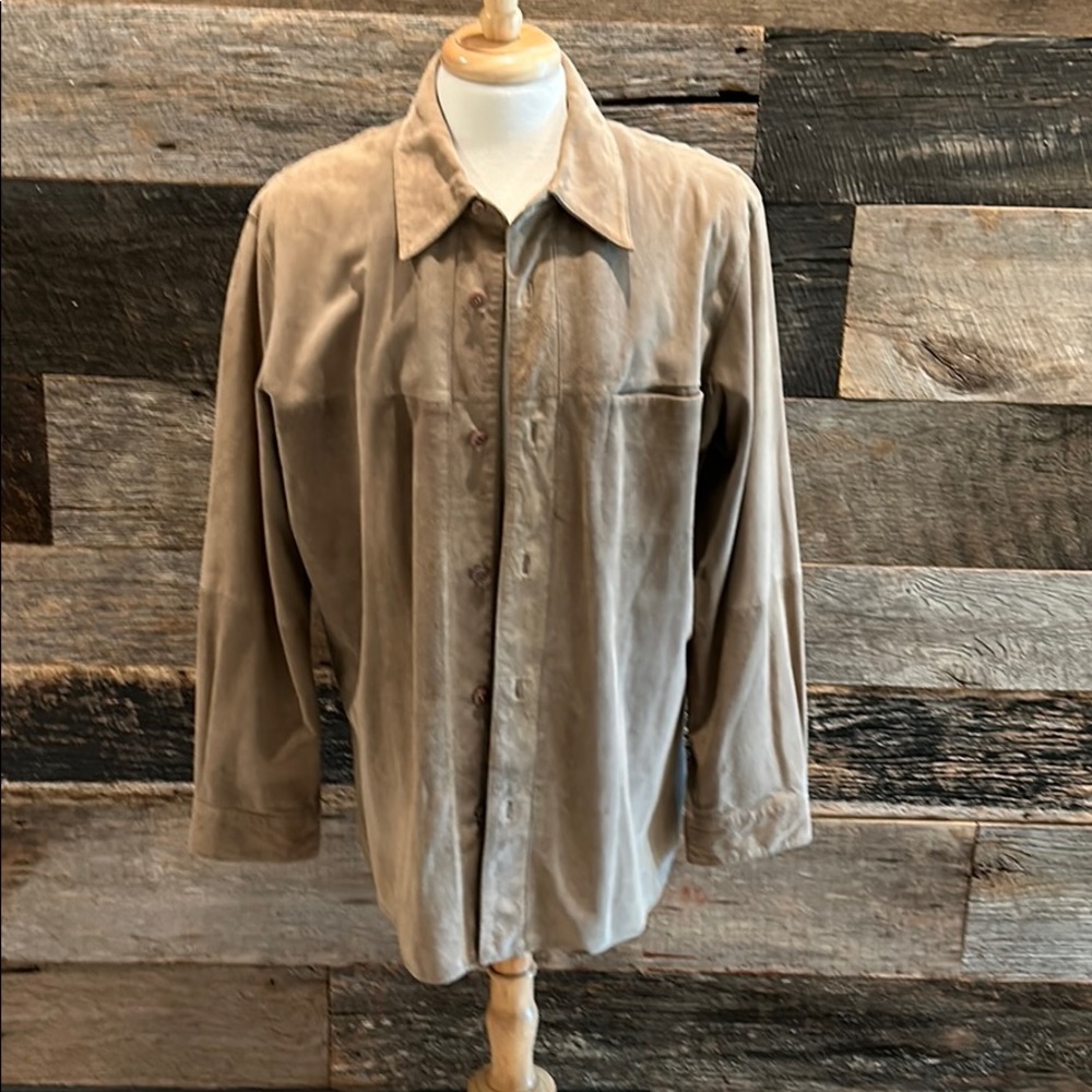 Jhane Barnes Solid Suede Men’s Shirt Jacket